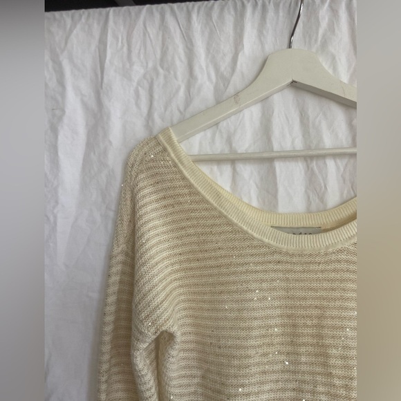 Sandro Paris Ivory Sequin Scoop Neck Sweater Size 1 (S) - Picture 7 of 16